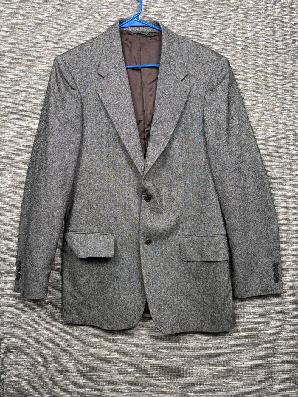 John Varvatos Blazer Mens 50 Gray Wool Herringbone Two Button Sport Coat Italy